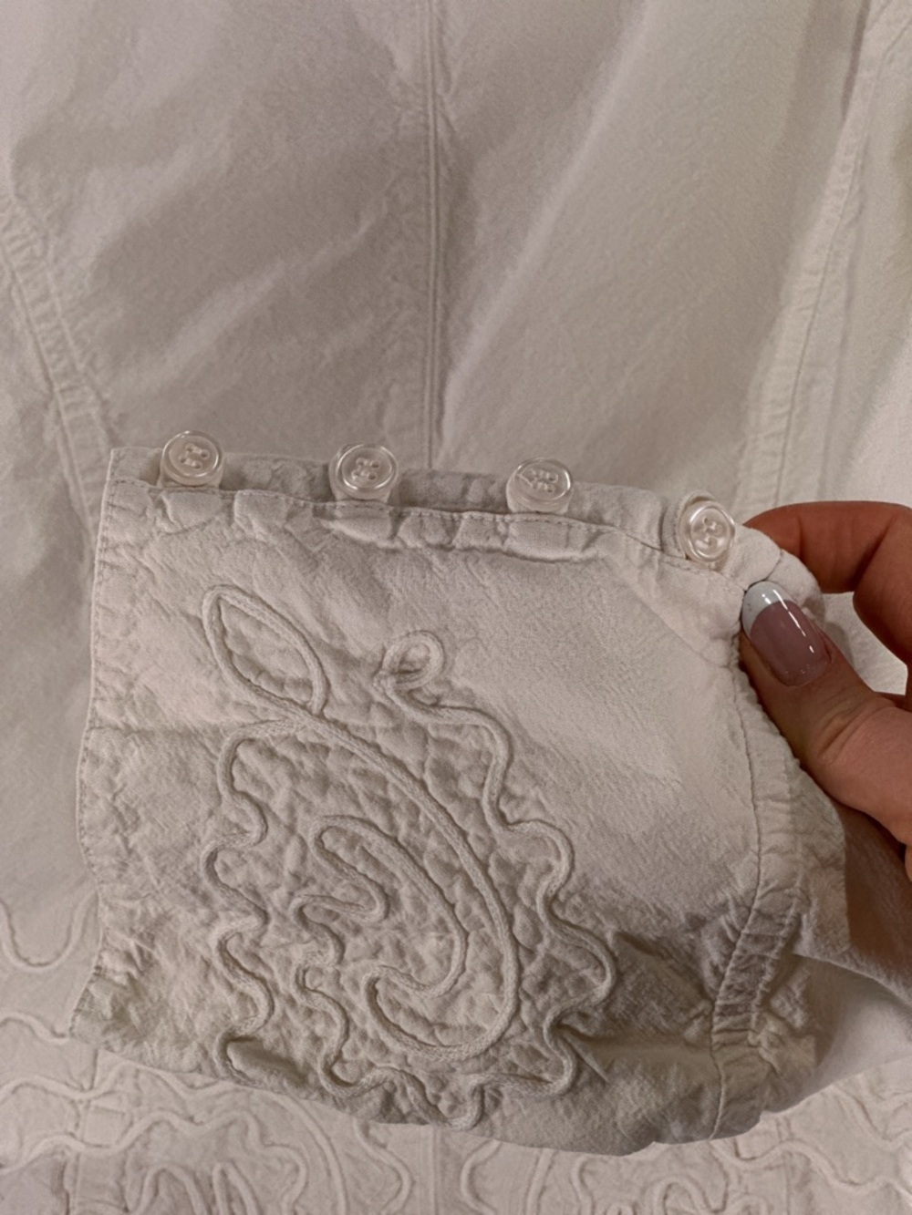 Gretty Zueger Button Down Shirt Embroidered Lace Peplum Cotton White XL - Picture 6 of 12